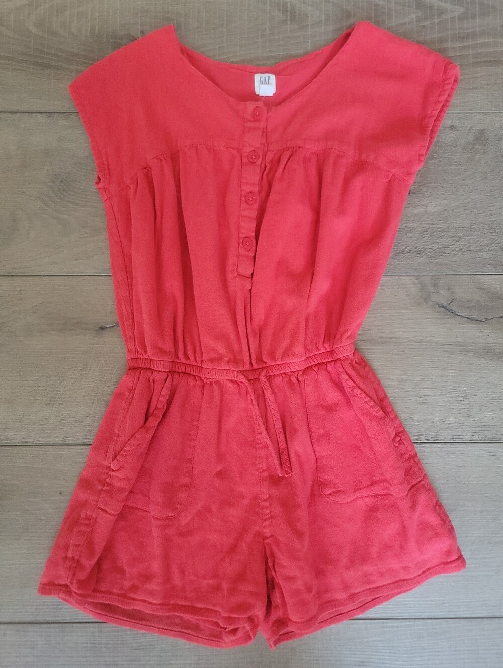 GAP Kids Gauze Romper Cotton Blend Coral Red Girls Size M 8-9 Summer Core